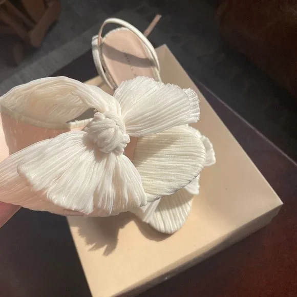 Loefler Randall Camellia Heels, White, Worn Once